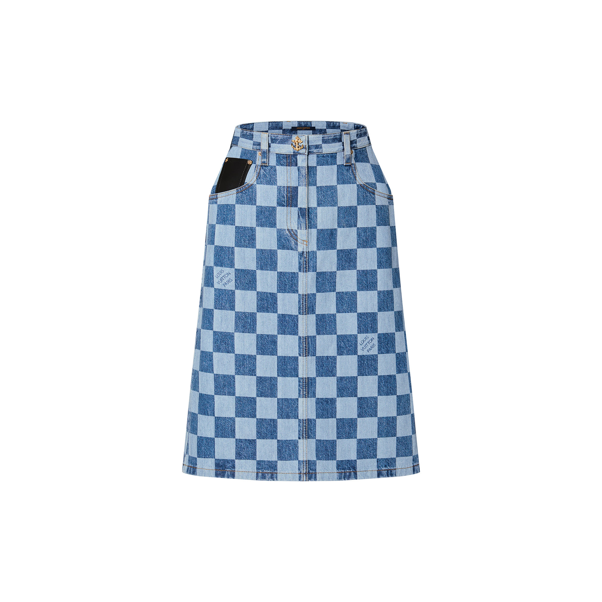 Damier Denim Skirt